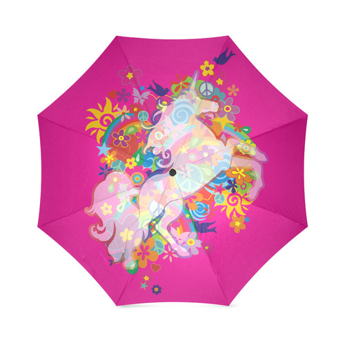 FLOWER POWER rainbow UNICORN multicolored Foldable Umbrella (Model U01)