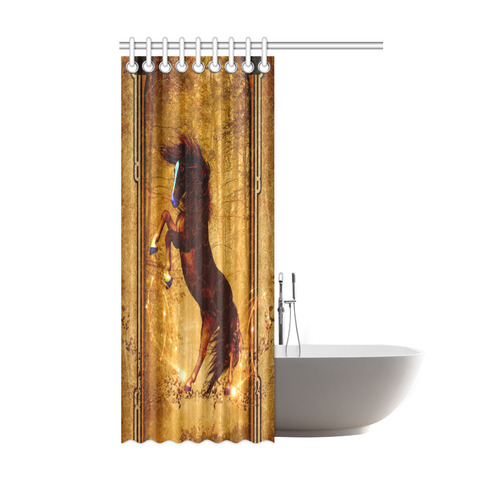 Awesome horse, vintage background Shower Curtain 48"x72"