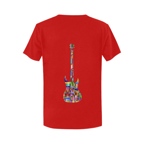 Abstract Squares Guitar Red Women's T-Shirt in USA Size (Two Sides Printing)