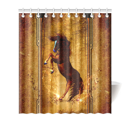 Awesome horse, vintage background Shower Curtain 66"x72"