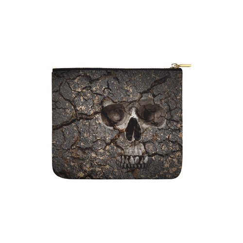 Human skull pattern on grunge cracked wall Carry-All Pouch 6''x5''