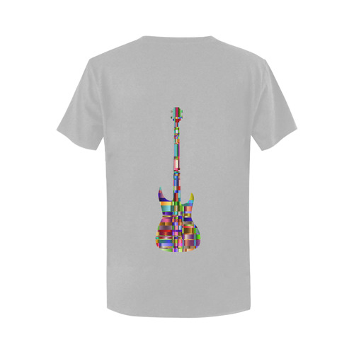 Abstract Squares Guitar Grey Women's T-Shirt in USA Size (Two Sides Printing)