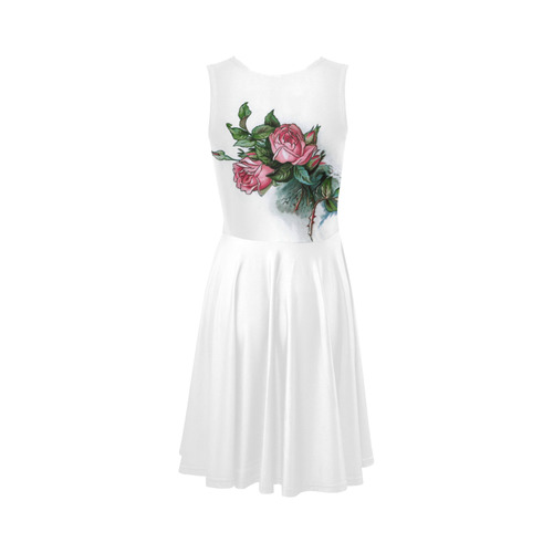 Roses Vintage Floral Sleeveless Ice Skater Dress (D19)