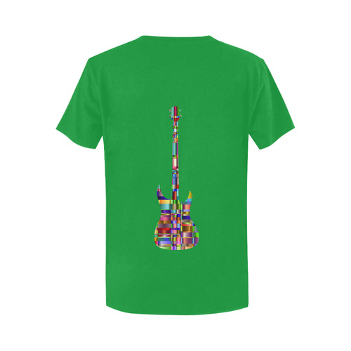 Abstract Squares Guitar Green Women's T-Shirt in USA Size (Two Sides Printing)