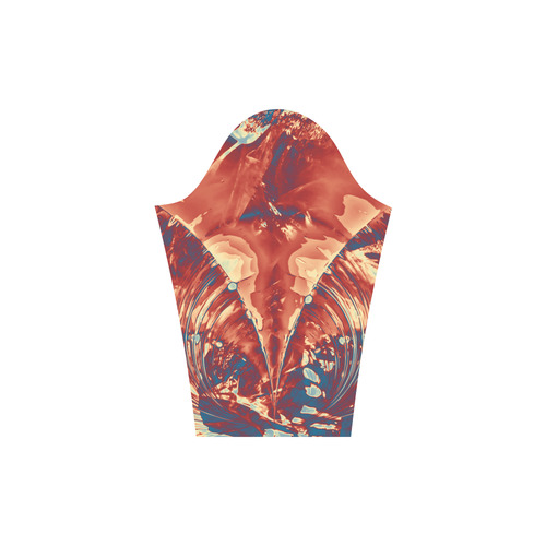 Abstract Fractal Painting - dark red blue beige Round Collar Dress (D22)