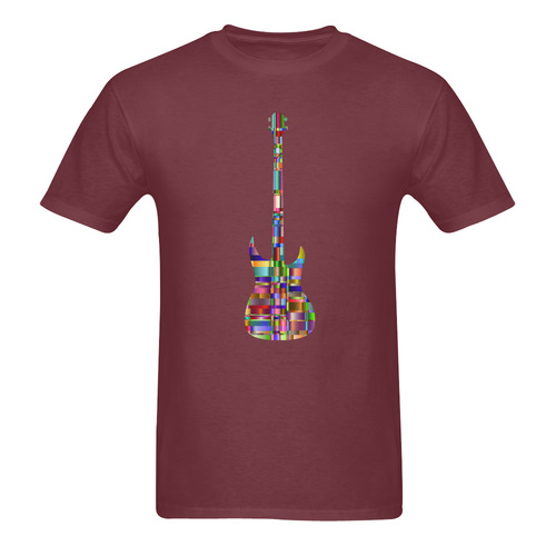 Abstract Squares Guitar Burgundy Sunny Men's T- shirt (Model T06)