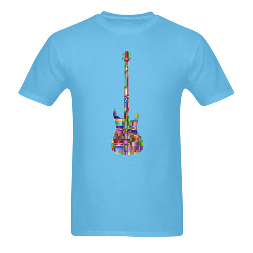 Abstract Squares Guitar Sky Blue Sunny Men's T- shirt (Model T06)