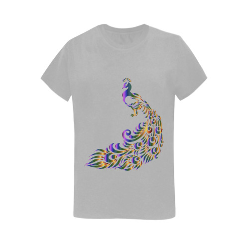 Abstract Rainbow Peacock Grey Women's T-Shirt in USA Size (Two Sides Printing)