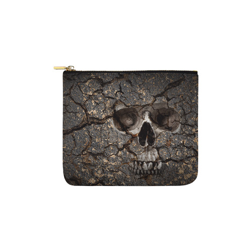 Human skull pattern on grunge cracked wall Carry-All Pouch 6''x5''