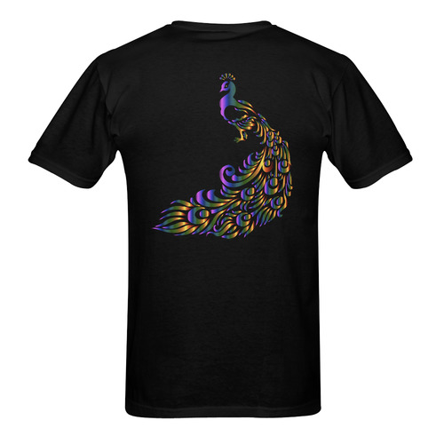 Abstract Rainbow Peacock Black Sunny Men's T- shirt (Model T06)