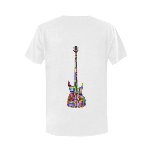 Abstract Squares Guitar White Women's T-Shirt in USA Size (Two Sides Printing)