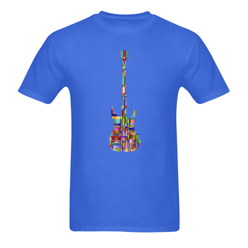 Abstract Squares Guitar Cobalt Blue Sunny Men's T- shirt (Model T06)