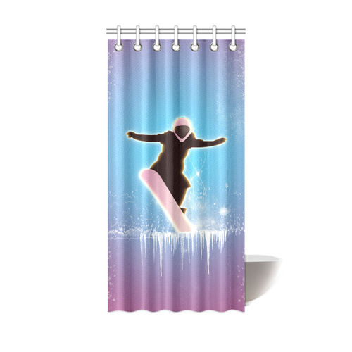 Snowboarding, snowflakes and ice Shower Curtain 36"x72"