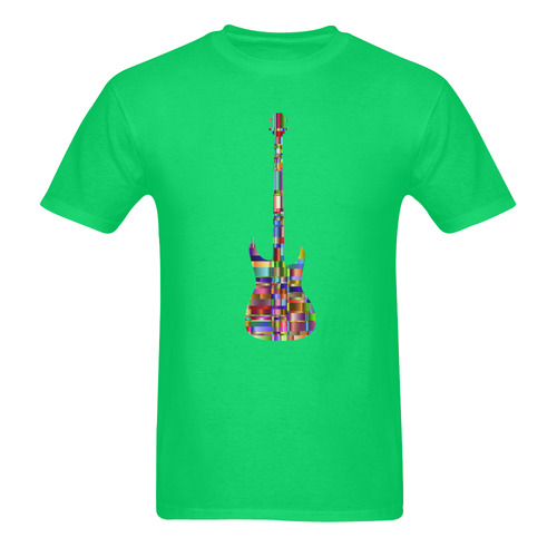 Abstract Squares Guitar Green Sunny Men's T- shirt (Model T06)