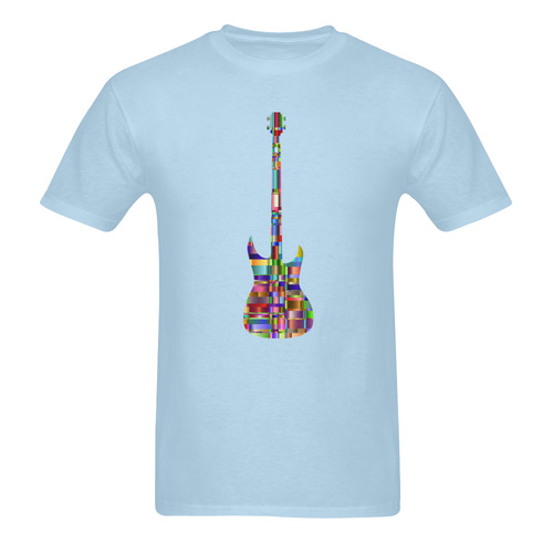 Abstract Squares Guitar Light Blue Sunny Men's T- shirt (Model T06)