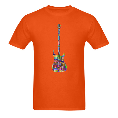 Abstract Squares Guitar Orange Sunny Men's T- shirt (Model T06)