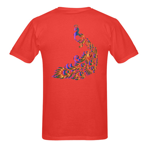 Abstract Rainbow Peacock Red Sunny Men's T- shirt (Model T06)