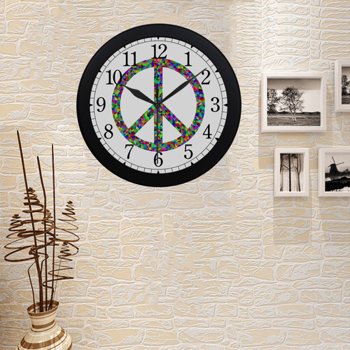 Abstract Triangles Peace Sign Circular Plastic Wall clock