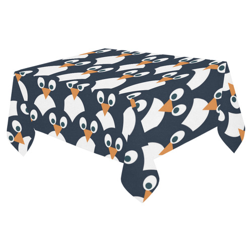 Penguin Pattern Cotton Linen Tablecloth 52"x 70"