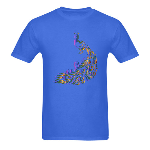 Abstract Rainbow Peacock Cobalt Blue Sunny Men's T- shirt (Model T06)