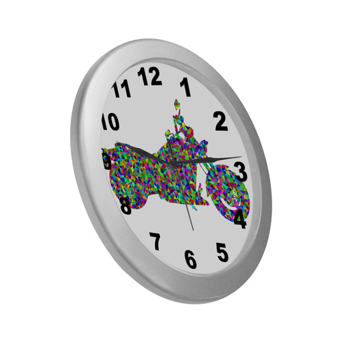 Abstract Triangles  Motorcycle Silver Color Wall Clock