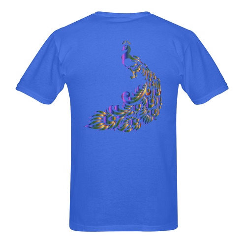 Abstract Rainbow Peacock Cobalt Blue Sunny Men's T- shirt (Model T06)
