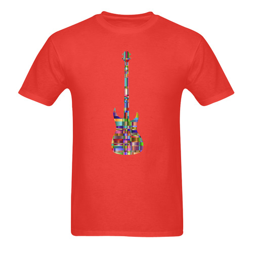 Abstract Squares Guitar Red Sunny Men's T- shirt (Model T06)