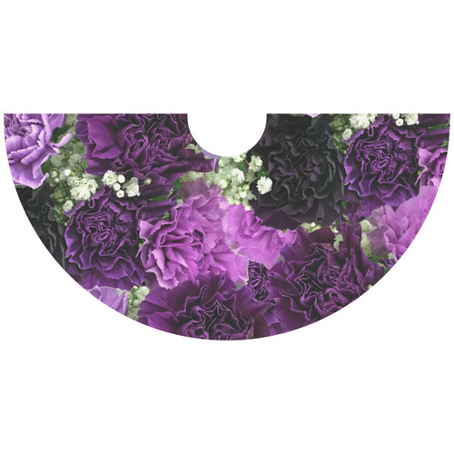 Little Purple Carnations Elbow Sleeve Ice Skater Dress (D20)