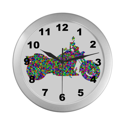 Abstract Triangles  Motorcycle Silver Color Wall Clock