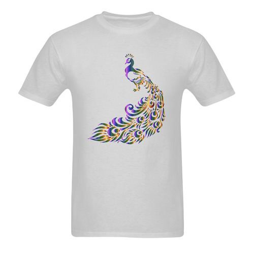 Abstract Rainbow Peacock Grey Sunny Men's T- shirt (Model T06)