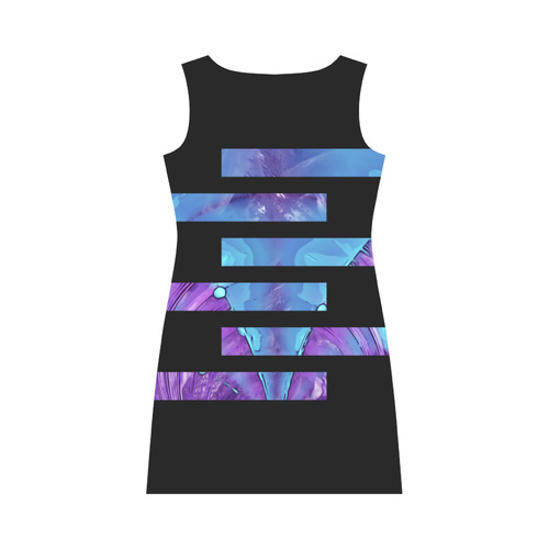 Abstract Fractal Painting - blue magenta pink Round Collar Dress (D22)