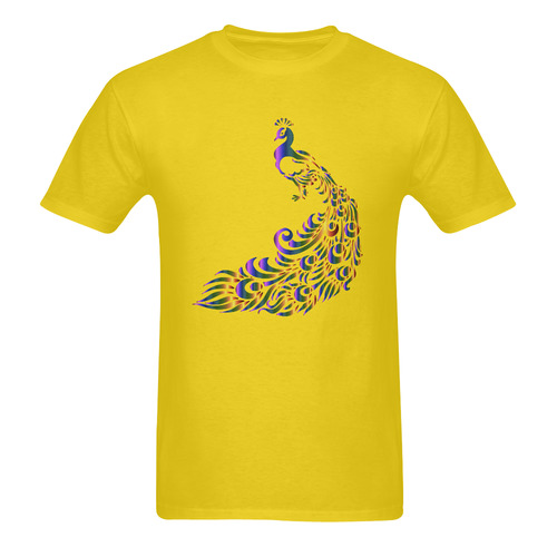 Abstract Rainbow Peacock Yellow Sunny Men's T- shirt (Model T06)