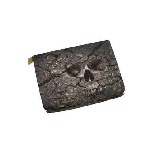 Human skull pattern on grunge cracked wall Carry-All Pouch 6''x5''