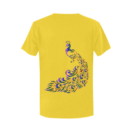 Abstract Rainbow Peacock Yellow Women's T-Shirt in USA Size (Two Sides Printing)