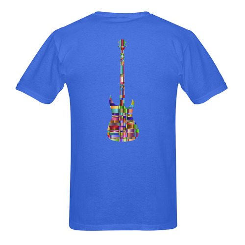 Abstract Squares Guitar Cobalt Blue Sunny Men's T- shirt (Model T06)