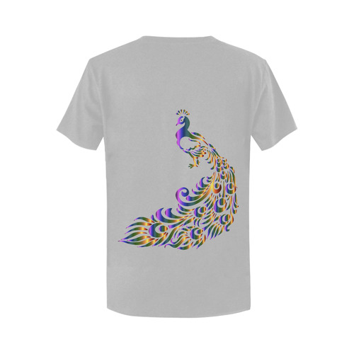 Abstract Rainbow Peacock Grey Women's T-Shirt in USA Size (Two Sides Printing)
