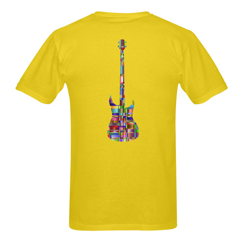Abstract Squares Guitar Yellow Sunny Men's T- shirt (Model T06)