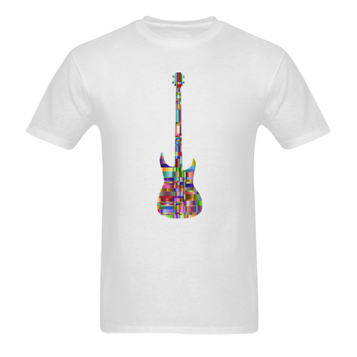 Abstract Squares Guitar White Sunny Men's T- shirt (Model T06)