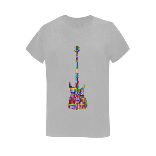 Abstract Squares Guitar Grey Women's T-Shirt in USA Size (Two Sides Printing)