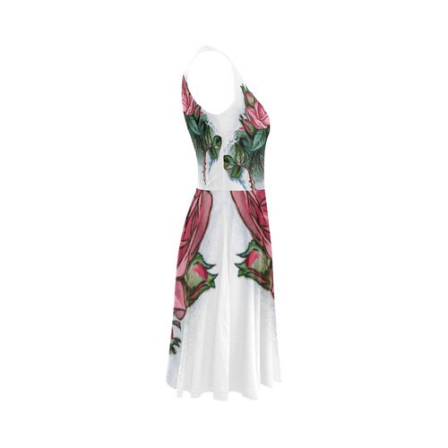 Roses Vintage Floral Sleeveless Ice Skater Dress (D19)