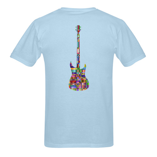 Abstract Squares Guitar Light Blue Sunny Men's T- shirt (Model T06)