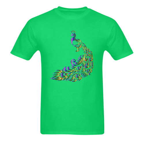 Abstract Rainbow Peacock Green Sunny Men's T- shirt (Model T06)