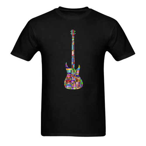 Abstract Squares Guitar Black Sunny Men's T- shirt (Model T06)