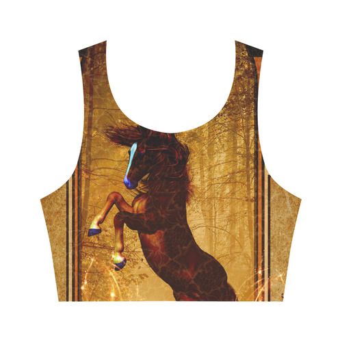 Awesome horse, vintage background Women's Crop Top (Model T42)