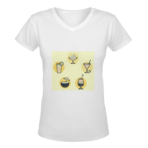 Designers t-shirt : Margarita edition yellow vintage Art Women's Deep V-neck T-shirt (Model T19)