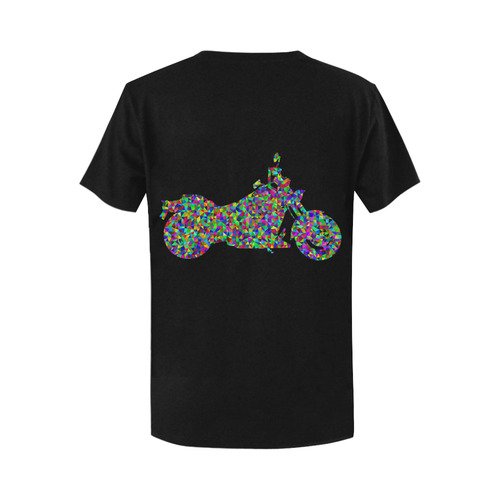 Abstract Triangles  Motorcycle Black Women's T-Shirt in USA Size (Two Sides Printing)