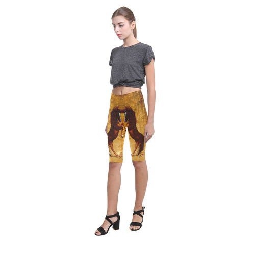 Awesome horse, vintage background Hestia Cropped Leggings (Model L03)