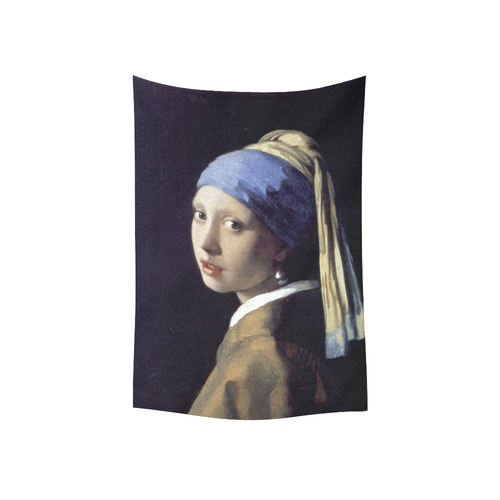Vermeer Girl with a Pearl Earring Cotton Linen Wall Tapestry 40"x 60"