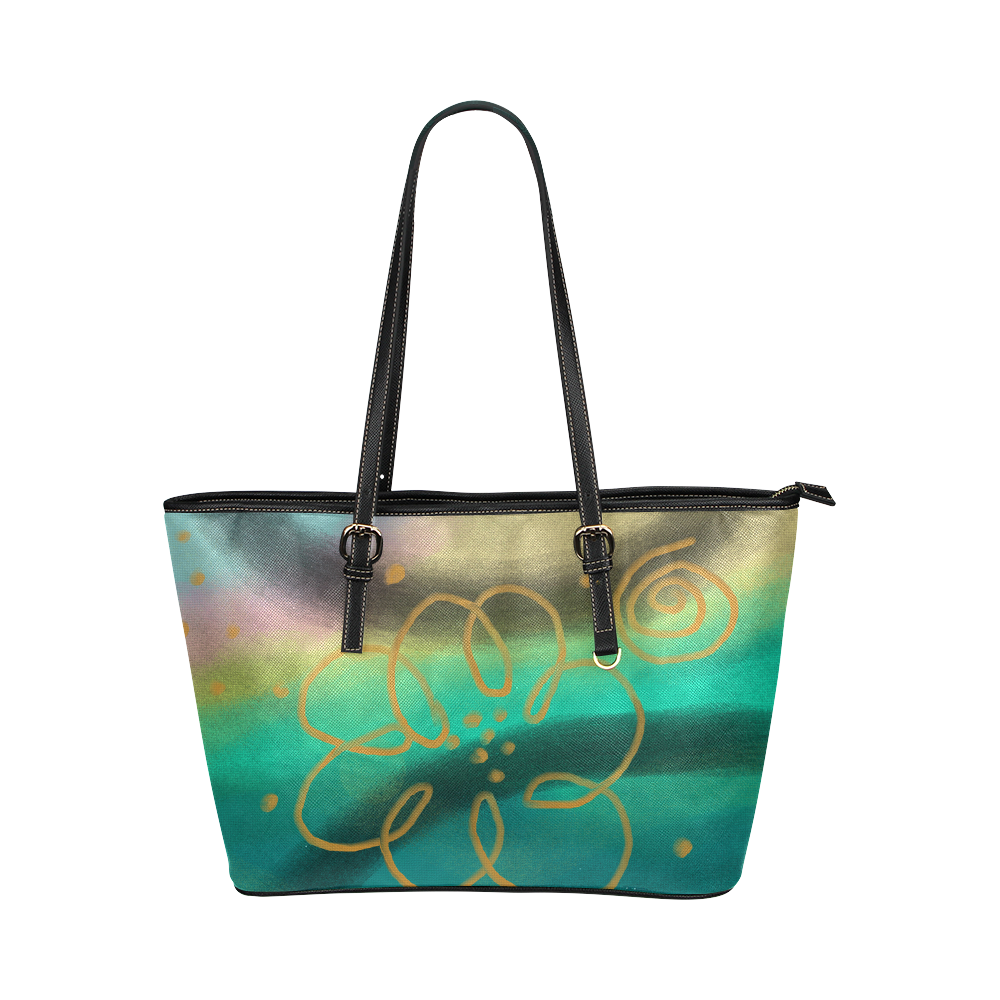 Funky Abstract Flower Handbag Shoulder Bag Purse Leather Tote Bag/Large