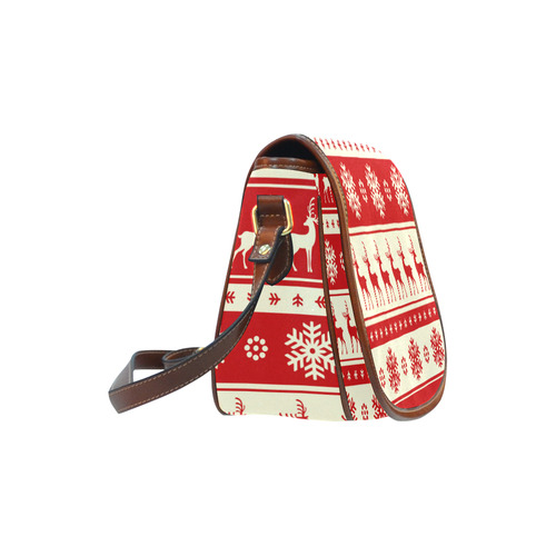 Reindeer Snowflakes Ugly Christmas Sweater Saddle Bag/Small (Model 1649) Full Customization